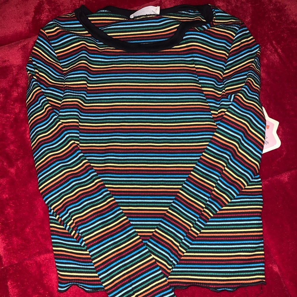 Rainbow Long Sleeve Crop Top